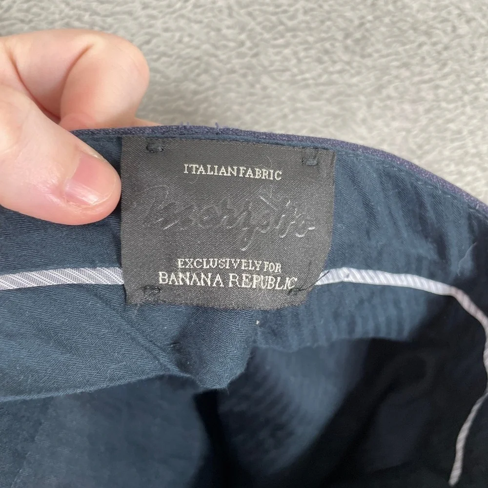 Banana Republic Dress Pants Mens 35x32 Navy Wool Modern Slim Italian Fabric